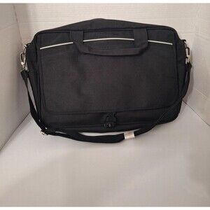 Soren Black Canvas Briefcase Messenger Security Fast Pass Laptop Bag -NEW